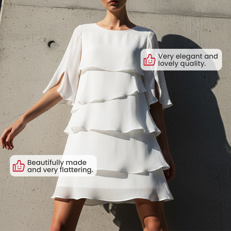 🎁Nowości 2026 – 50% TANIEJ💥Elegancka sukienka warstwowa z bufiastymi rękawami dla kobiet