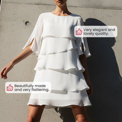 🎁Nowości 2026 – 50% TANIEJ💥Elegancka sukienka warstwowa z bufiastymi rękawami dla kobiet