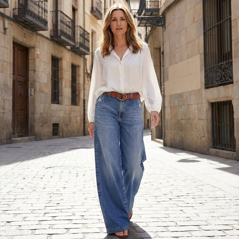 ⏳Oferta specjalna ograniczona czasowo⏰Damskie jeansy vintage z wysokim stanem i szerokimi nogawkami👖