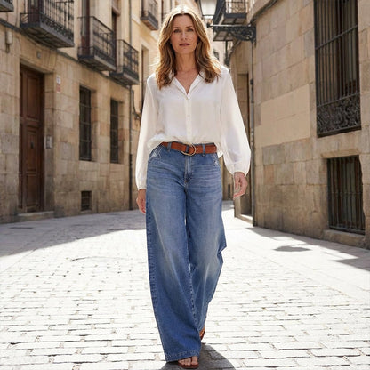 ⏳Oferta specjalna ograniczona czasowo⏰Damskie jeansy vintage z wysokim stanem i szerokimi nogawkami👖