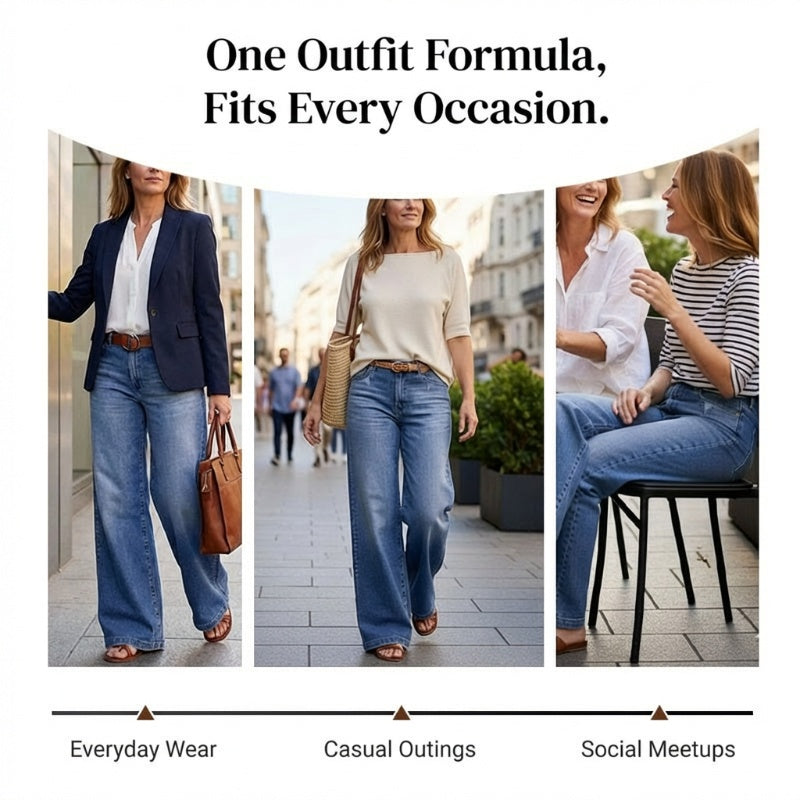 ⏳Oferta specjalna ograniczona czasowo⏰Damskie jeansy vintage z wysokim stanem i szerokimi nogawkami👖