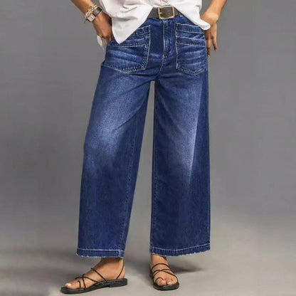 👖 50% taniej teraz! ✨ Damskie luźne jeansy z wysokim stanem i szerokimi nogawkami – modelują brzuch, wysmuklają sylwetkę i zapewniają całodzienny komfort 💙