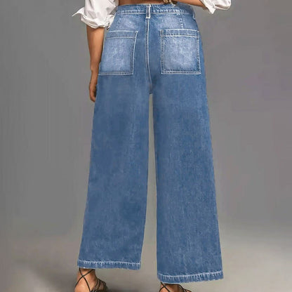👖 50% taniej teraz! ✨ Damskie luźne jeansy z wysokim stanem i szerokimi nogawkami – modelują brzuch, wysmuklają sylwetkę i zapewniają całodzienny komfort 💙