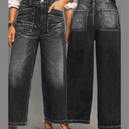 👖 50% taniej teraz! ✨ Damskie luźne jeansy z wysokim stanem i szerokimi nogawkami – modelują brzuch, wysmuklają sylwetkę i zapewniają całodzienny komfort 💙
