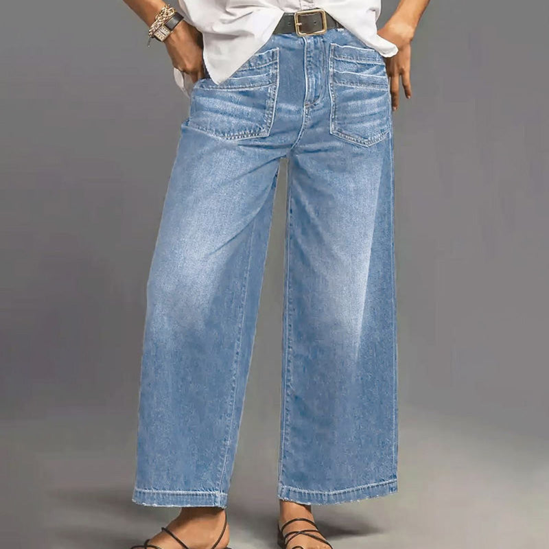 👖 50% taniej teraz! ✨ Damskie luźne jeansy z wysokim stanem i szerokimi nogawkami – modelują brzuch, wysmuklają sylwetkę i zapewniają całodzienny komfort 💙