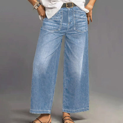 👖 50% taniej teraz! ✨ Damskie luźne jeansy z wysokim stanem i szerokimi nogawkami – modelują brzuch, wysmuklają sylwetkę i zapewniają całodzienny komfort 💙