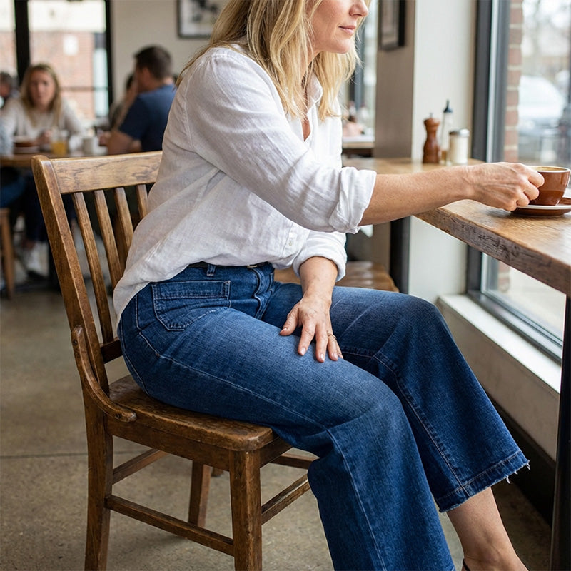 👖 50% taniej teraz! ✨ Damskie luźne jeansy z wysokim stanem i szerokimi nogawkami – modelują brzuch, wysmuklają sylwetkę i zapewniają całodzienny komfort 💙