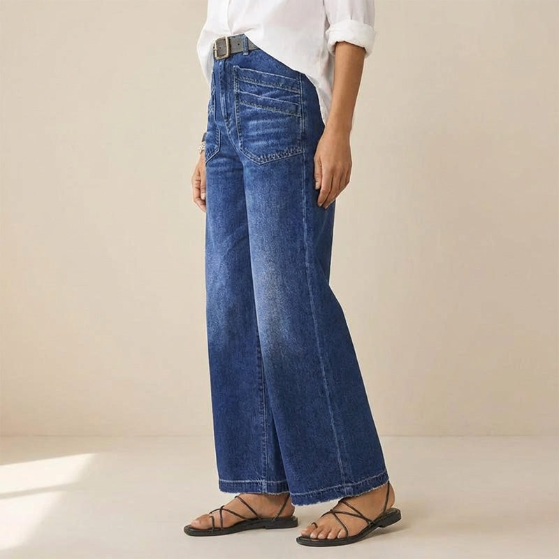 👖 50% taniej teraz! ✨ Damskie luźne jeansy z wysokim stanem i szerokimi nogawkami – modelują brzuch, wysmuklają sylwetkę i zapewniają całodzienny komfort 💙