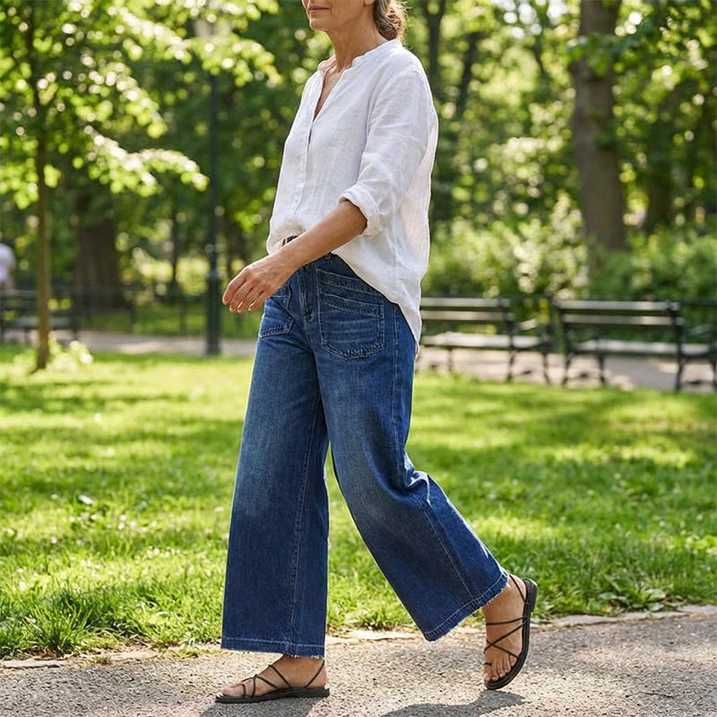 👖 50% taniej teraz! ✨ Damskie luźne jeansy z wysokim stanem i szerokimi nogawkami – modelują brzuch, wysmuklają sylwetkę i zapewniają całodzienny komfort 💙