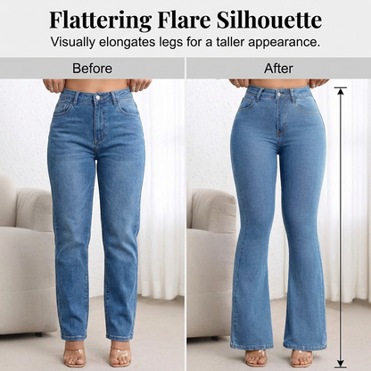 👖 Damskie Jeansy z Wysokim Stanem – Elastyczne i z Szerokimi Nogawkami! ✨💙