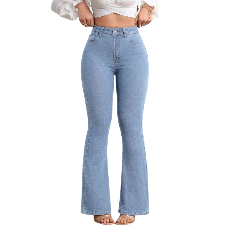 👖 Damskie Jeansy z Wysokim Stanem – Elastyczne i z Szerokimi Nogawkami! ✨💙